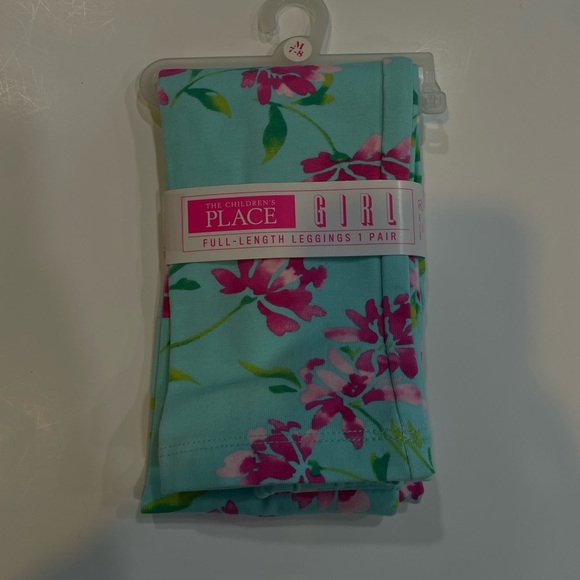 The Children's Place Turquoise and Pink Floral Leggings - Picture 1 of 1